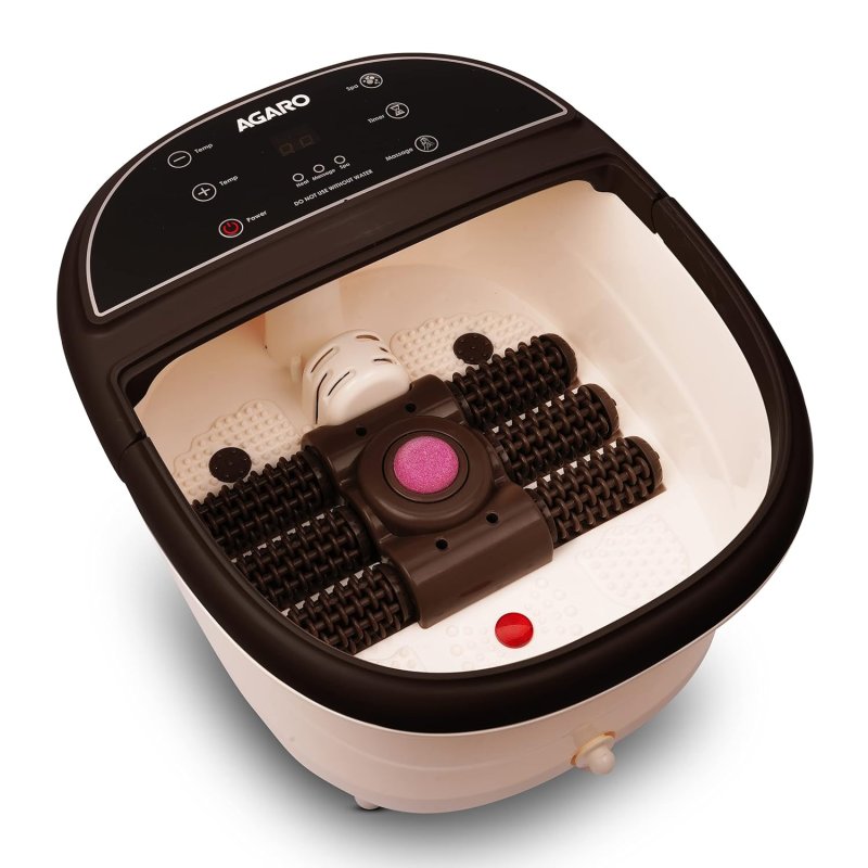 AGARO ROYAL Automatic Foot Spa Bath Massager With Heat, 6 Massage Rollers, Callus Remover, Adjustable Timer, speed & Temperature, Bubble Function For Soothing Massage