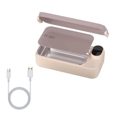 Rechargeable Heated Lunch Box Keep-Warm 304 Stainless Steel Lunch Box Easy to Clean Portable Food Warmer for Office Workers, Students, School, Commuting, Pink